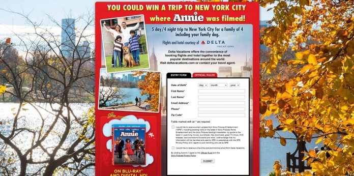 ANNIE Have a Doggone Good Time in New York City Sweepstakes