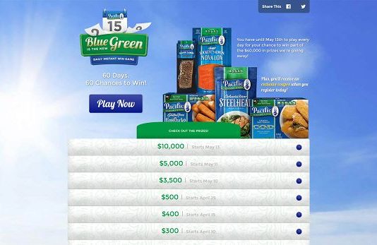Pacific Sustainable Seafood Blue is the New Green Daily Instant Win Game Pacific Sustainable Seafood Blue is the New Green Daily Instant Win Game