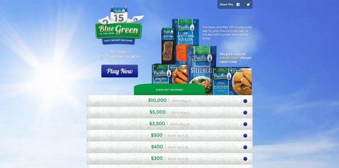 Pacific Sustainable Seafood Blue is the New Green Daily Instant Win Game