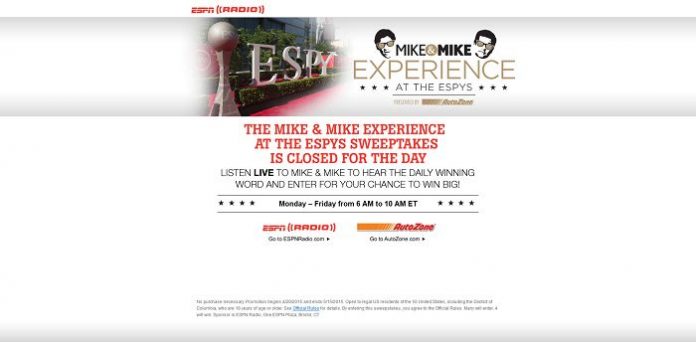 MikesESPYContest.com - Mike & Mike Experience At The ESPYs Sweepstakes