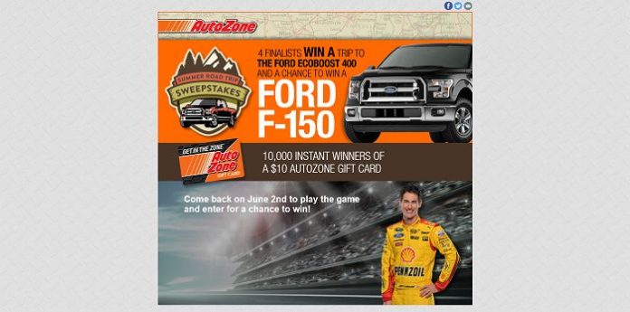 AutoZoneSummerSweeps.com - AutoZone Summer Road Trip Instant Win Game And Sweepstakes