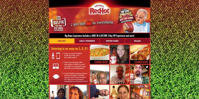 Frank’s RedHot Selfie Your Way To The Big Game Experience Sweepstakes