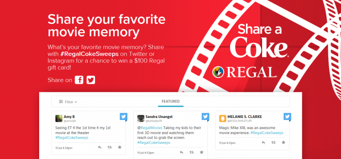 Coca-Cola And Regal Cinemas Share a Coke Sweepstakes (RegalCokeMoviememories.com)