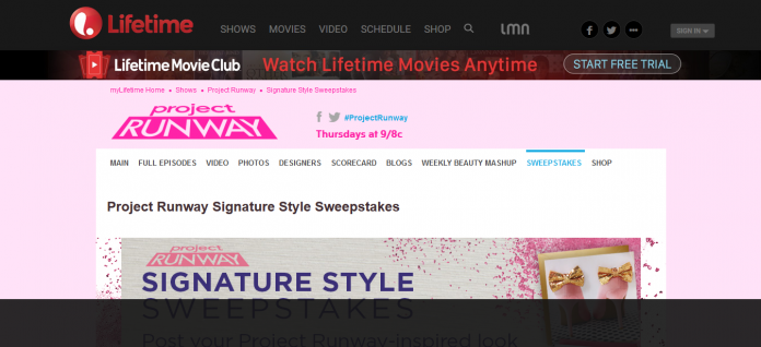 MyLifetime.com/SignatureStyle - Project Runway Signature Style Sweepstakes