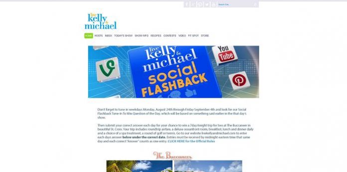 Live With Kelly & Michael - Social Flashback Tune In To Win Sweepstakes