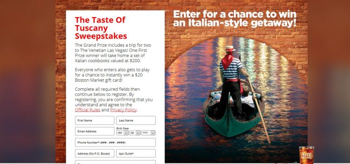 TasteOfTuscanySweeps.com - Taste of Tuscany Sweepstakes