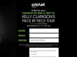 Cricket Wireless VIP Concert Fly Away Sweepstakes (CricketSweepstakes.com/KellyClarkson)