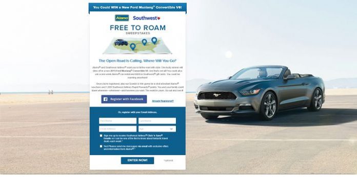 Alamo and Southwest Airlines Free To Roam Sweepstakes (FreeToRoamSweepstakes.com)