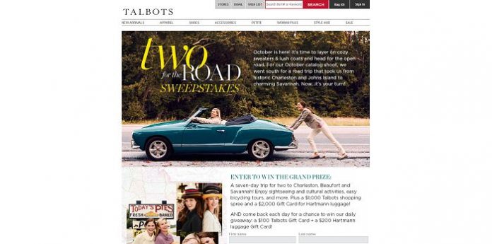 Talbots Two For The Road Sweepstakes (Talbots.com/RoadTrip)