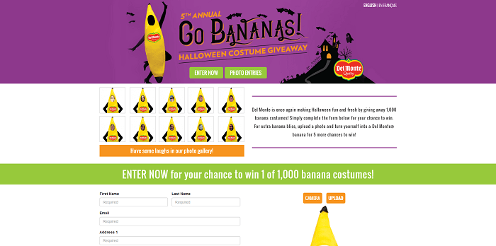 FreshHalloween.com - Del Monte Banana Costume Giveaway 2016