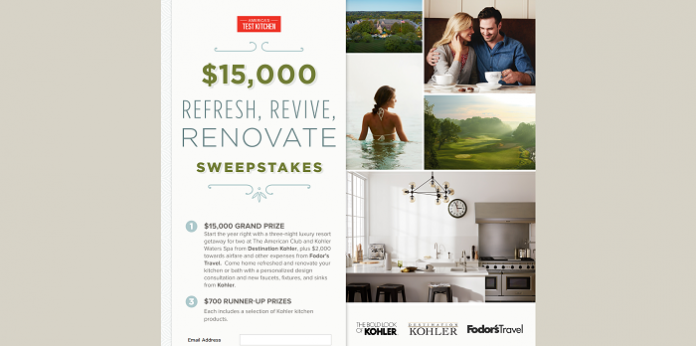 America’s Test Kitchen $15,000 Refresh, Revive, Renovate Sweepstakes