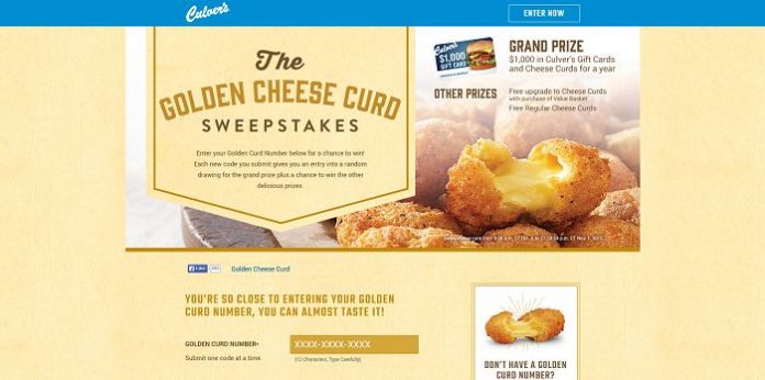 GoldenCheeseCurd.com - Culver's Golden Cheese Curd Sweepstakes