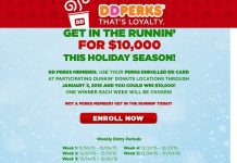 Dunkin' Donuts $10,000 Weekly Perks Sweepstakes