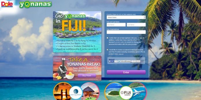 GoYonanas.com - Go Yonanas in Fiji Sweepstakes