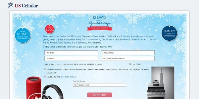 U.S. Cellular 12 Days of Giveaways Sweepstakes (USCellular.com/12Days) U.S. Cellular 12 Days of Giveaways Sweepstakes (USCellular.com/12Days)