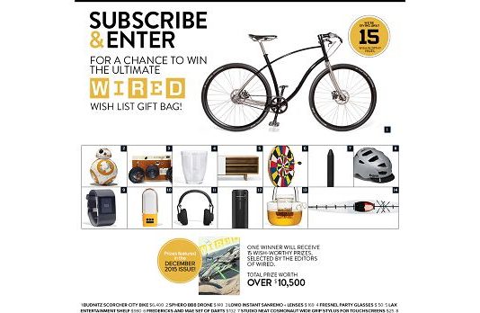 WIRED Magazine Wish List 2015 Sweepstakes WIRED Magazine Wish List 2015 Sweepstakes