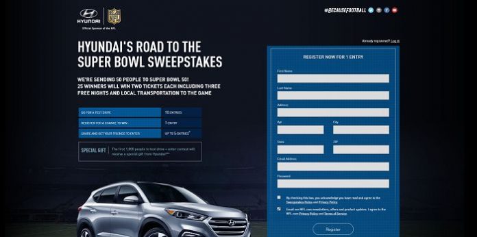 Hyundai's Road to the Super Bowl Sweepstakes