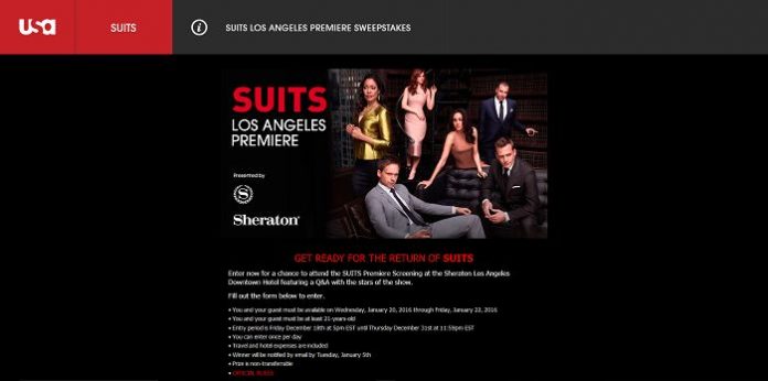 Suits Los Angeles Premiere Sweepstakes Suits Los Angeles Premiere Sweepstakes