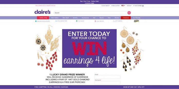 Claire's Earrings 4 Life Sweepstakes