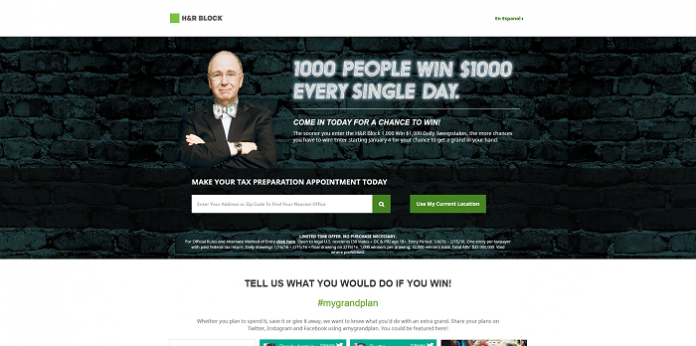 H&R Block 1,000 Win $1,000 Daily Sweepstakes