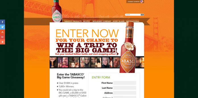 TABASCO Big Game 2016 Giveaway