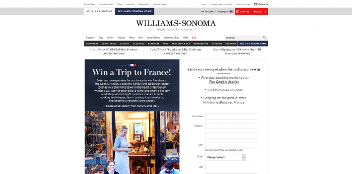 Williams-Sonoma.com/FranceTrip Sweepstakes