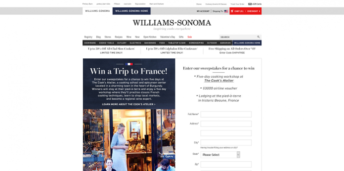 Williams-Sonoma.com/FranceTrip Sweepstakes Williams-Sonoma.com/FranceTrip Sweepstakes