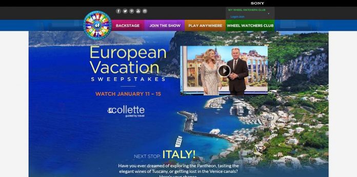 WheelOfFortune.com European Vacation Sweepstakes