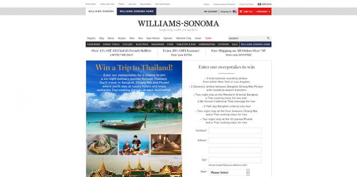 Williams-Sonoma Trip To Thailand Sweepstakes