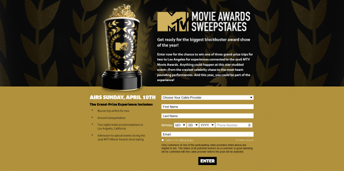 2016 MTV Movie Awards Sweepstakes