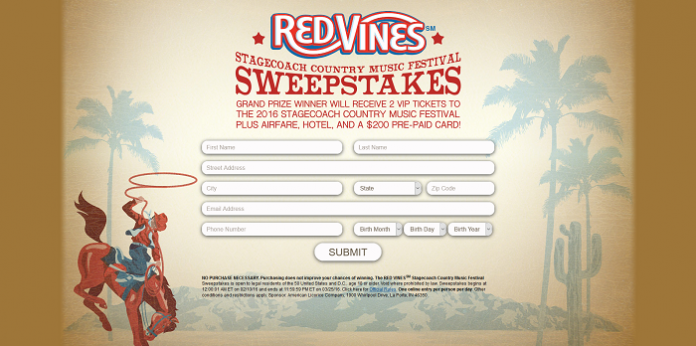RED VINES Stagecoach Country Music Festival Sweepstakes RED VINES Stagecoach Country Music Festival Sweepstakes