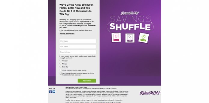 RetailMeNot Savings Shuffle Giveaway