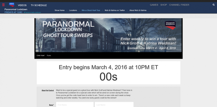 DestinationAmerica.com/LockdownSweeps: Destination America's Paranormal Lockdown Sweepstakes