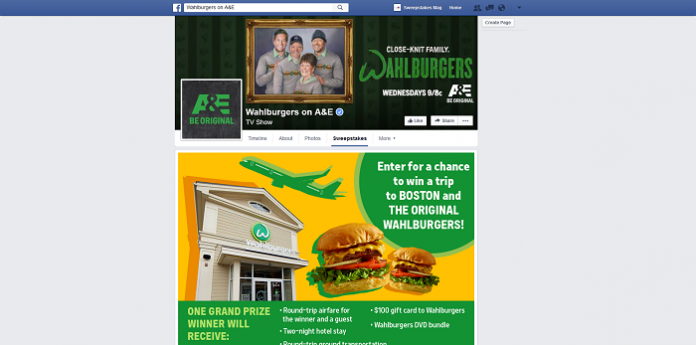 A&E’s Trip To The Wahlburgers Facebook Sweepstakes