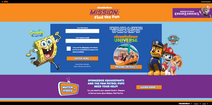 MissionFindTheFun.com - Nickelodeon Mission Find The Fun Sweepstakes 2016