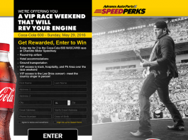 Advance Auto Parts Speed Perks Coca-Cola 600 Sweepstakes