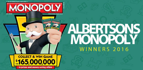 Albertsons Monopoly Winners 2016