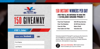valvoline150.com - Valvoline 150 Giveaway