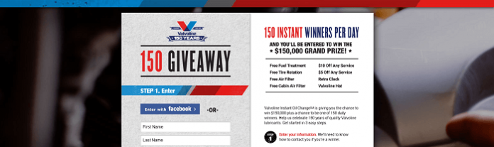 valvoline150.com - Valvoline 150 Giveaway