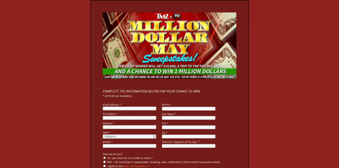 TMZSweepstakes.com - TMZ Million Dollar May Sweepstakes TMZSweepstakes.com - TMZ Million Dollar May Sweepstakes