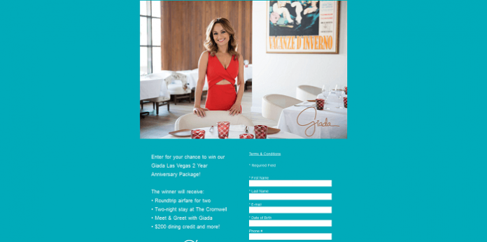 Giada 2 Year Anniversary Sweepstakes Giada 2 Year Anniversary Sweepstakes
