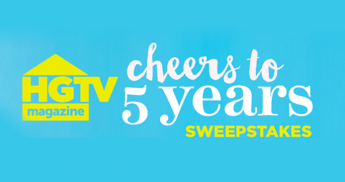 HGTV.com/FiveYears - HGTV Cheers To 5 Years Sweepstakes