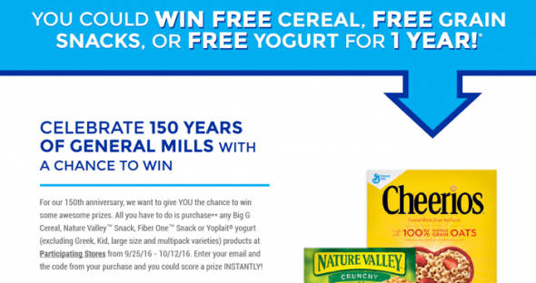 PrizeGeneralMills.com - General Mills Anniversary Instant Win Game