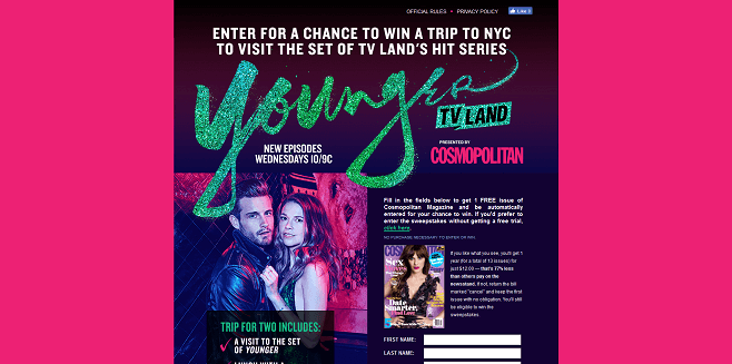 Cosmopolitan Younger Sweepstakes (Cosmopolitan.com/YoungerSweeps) Cosmopolitan Younger Sweepstakes (Cosmopolitan.com/YoungerSweeps)