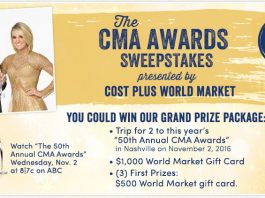 Cost Plus World Market CMA Awards 2016 Sweepstakes (WorldMarketSweepstakes.com)