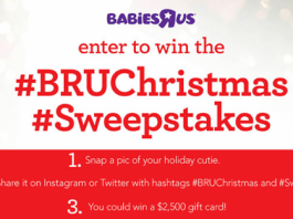 Babies R Us Baby’s First Christmas Sweepstakes (BabiesRUs.com/BRUChristmasSweepstakes) Babies R Us Baby's First Christmas Sweepstakes