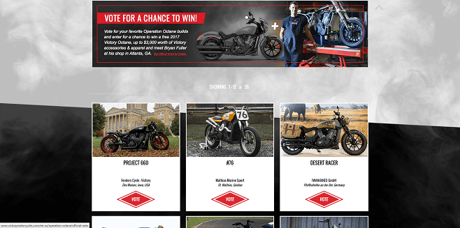 Victory Motorcycles Operation Octane Sweepstakes