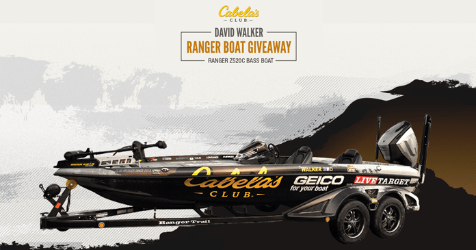 Cabela's Club David Walker Ranger Boat Giveaway 2017