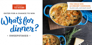 America's Test Kitchen What's for Dinner Sweepstakes 2017