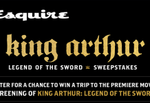 Esquire King Arthur Movie Sweepstakes (Esquire.com/KingArthur)
